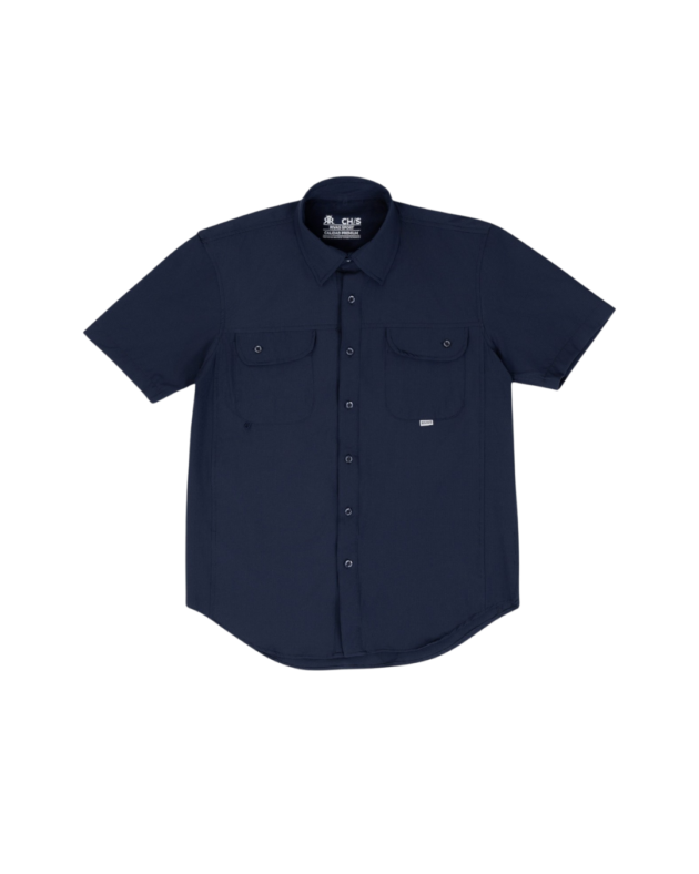 Camisa Azul Marino Manga Corta Recta